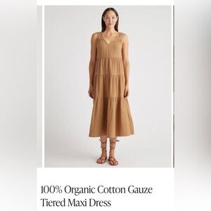 Quince 100% Organic Cotton Gauze Tiered Maxi Dress, size L